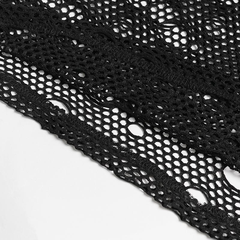 DEVIL FASHION Men's Punk Cut-out Chained Mesh Tank Top