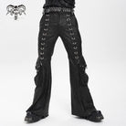 DEVIL FASHION Men's Punk D-ring Buckle Big Pockets Flared Trousers