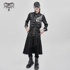 DEVIL FASHION Men's Punk Eyelet Buckle-up Chained Skirt