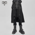 DEVIL FASHION Men's Punk Eyelet Buckle-up Chained Skirt