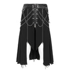 DEVIL FASHION Men's Punk Eyelet Buckle-up Chained Skirt