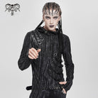 DEVIL FASHION Men's Punk Eyelet Strap Irregular Hoodie