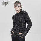 DEVIL FASHION Men's Punk Eyelet Strap Irregular Hoodie