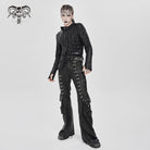 DEVIL FASHION Men's Punk Eyelet Strap Irregular Hoodie