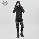 DEVIL FASHION Men's Punk Eyelet Strap Irregular Hoodie
