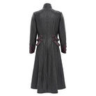 DEVIL FASHION Men's Punk Eyelet Strappy Zip Coat Black-Red