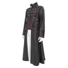DEVIL FASHION Men's Punk Eyelet Strappy Zip Coat Black-Red