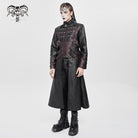 DEVIL FASHION Men's Punk Eyelet Strappy Zip Coat Black-Red