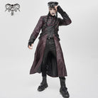 DEVIL FASHION Men's Punk Eyelet Strappy Zip Coat Red