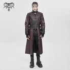 DEVIL FASHION Men's Punk Eyelet Strappy Zip Coat Red