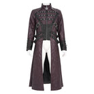 DEVIL FASHION Men's Punk Eyelet Strappy Zip Coat Red