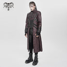 DEVIL FASHION Men's Punk Eyelet Strappy Zip Coat Red