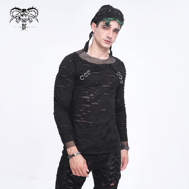 DEVIL FASHION Men's Punk Eyelet Unedged Lace-up Beanie