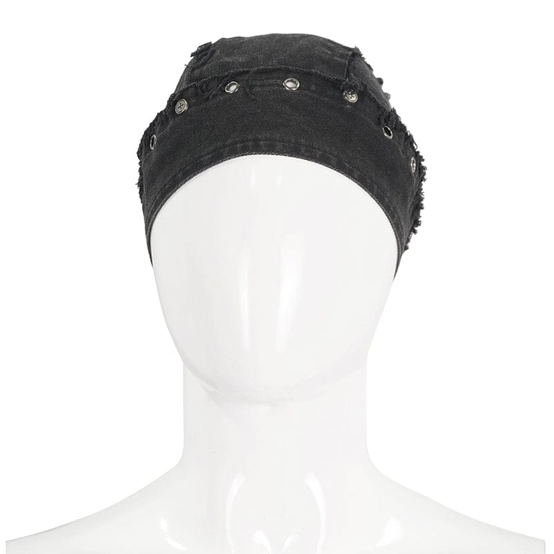 DEVIL FASHION Men's Punk Eyelet Unedged Lace-up Beanie