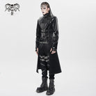 DEVIL FASHION Men's Punk Floral Printed Buckle Strap Rivets Coat