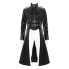 DEVIL FASHION Men's Punk Floral Printed Buckle Strap Rivets Coat