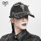 DEVIL FASHION Men's Punk Goat Skull Studded Chained Hat