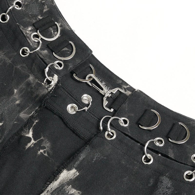 DEVIL FASHION Men's Punk Irregular Ripped Unedged Skirt