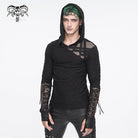 DEVIL FASHION Men's Punk Lace-up Mesh Splice Hoodies