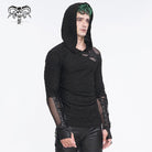 DEVIL FASHION Men's Punk Lace-up Mesh Splice Hoodies