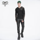 DEVIL FASHION Men's Punk Lace-up Mesh Splice Hoodies