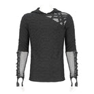 DEVIL FASHION Men's Punk Lace-up Mesh Splice Hoodies