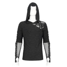 DEVIL FASHION Men's Punk Lace-up Mesh Splice Hoodies