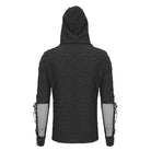DEVIL FASHION Men's Punk Lace-up Mesh Splice Hoodies