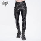 DEVIL FASHION Men's Punk Lace-up Patent Leather Pants