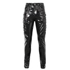DEVIL FASHION Men's Punk Lace-up Patent Leather Pants