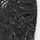 DEVIL FASHION Men's Punk Lace-up Patent Leather Pants