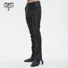 DEVIL FASHION Men's Punk Lace-up Totem Printed Flared Pants