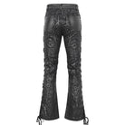 DEVIL FASHION Men's Punk Lace-up Totem Printed Flared Pants