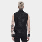 DEVIL FASHION Men's Punk Layered Buckle-up Straps Turn-down Collar Top