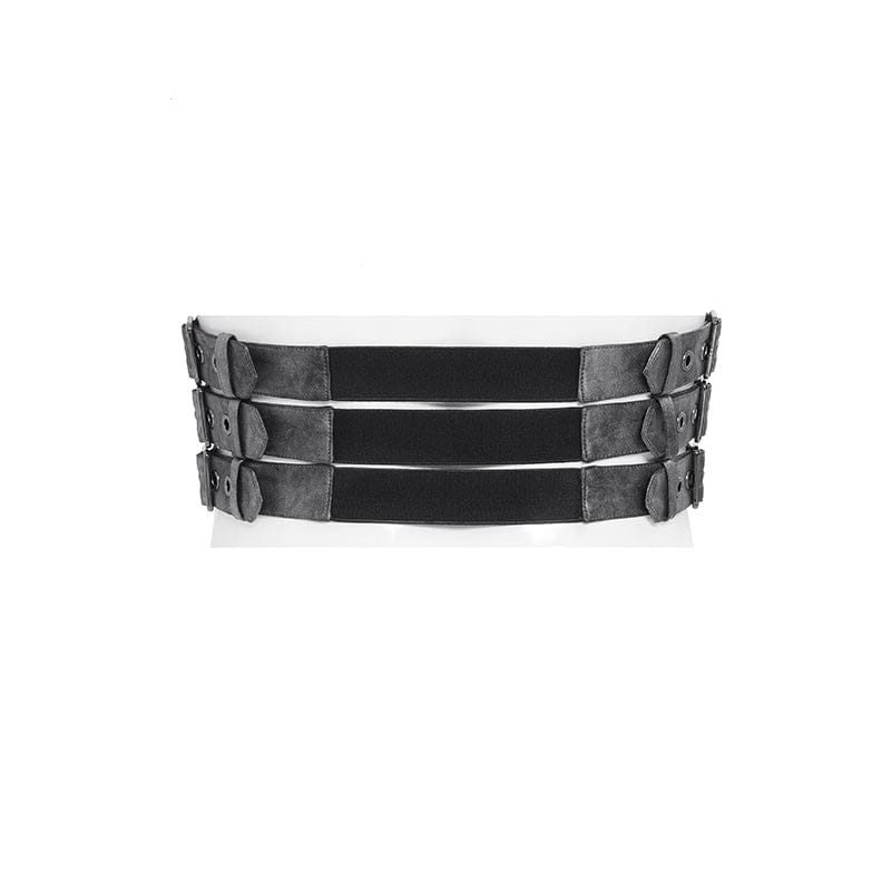 DEVIL FASHION Men's Punk Layered Rivets Zip  Girdle