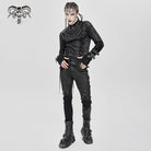 DEVIL FASHION Men's Punk Mesh Splice Lace-up Chained Shirt