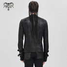 DEVIL FASHION Men's Punk Mesh Splice Lace-up Chained Shirt