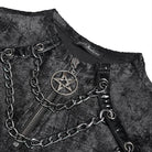 DEVIL FASHION Men's Punk Mesh Splice Lace-up Chained Shirt