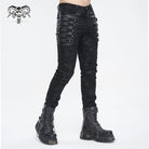 DEVIL FASHION Men's Punk Multi-buckle Distressed Pants