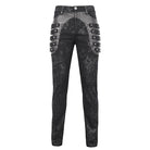 DEVIL FASHION Men's Punk Multi-buckle Distressed Pants