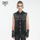 DEVIL FASHION Men's Punk Multi-chain Distressed Vest