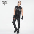 DEVIL FASHION Men's Punk Multi-chain Distressed Vest
