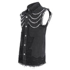 DEVIL FASHION Men's Punk Multi-chain Distressed Vest