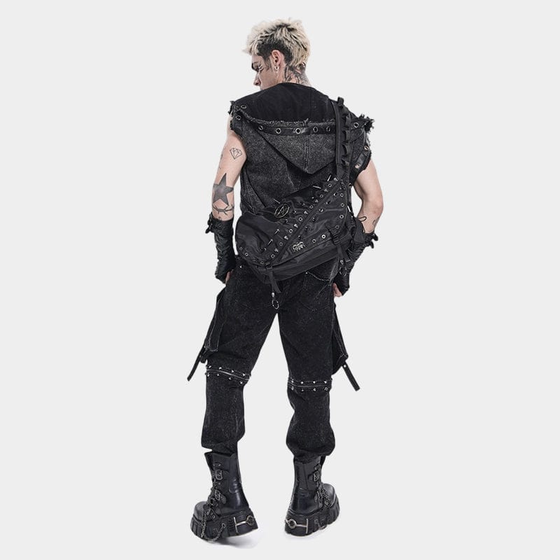 DEVIL FASHION Men's Punk Pentacle Eyelets & Rivets Bag