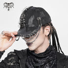 DEVIL FASHION Men's Punk Ring Safety Pin Chained Hat