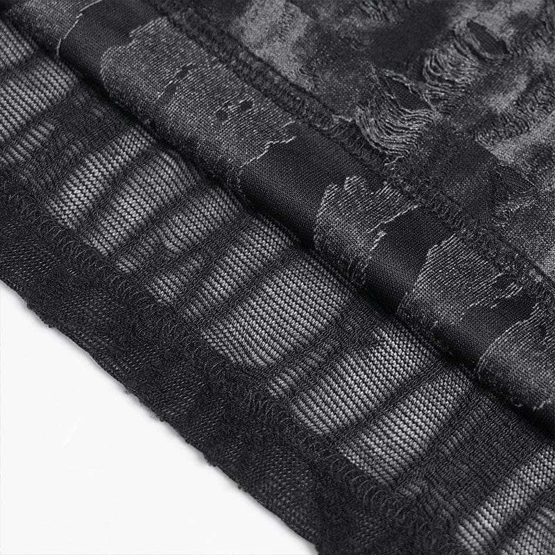 DEVIL FASHION Men's Punk Ripped Chained Hoodie