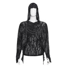 DEVIL FASHION Men's Punk Ripped Chained Hoodie