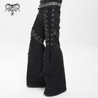DEVIL FASHION Men's Punk Ripped Mesh Splice Lace-up Baggy Trousers