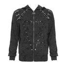 DEVIL FASHION Men's Punk Ripped Pleated Hexagram Printed Coat