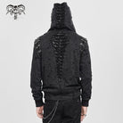 DEVIL FASHION Men's Punk Ripped Pleated Hexagram Printed Coat